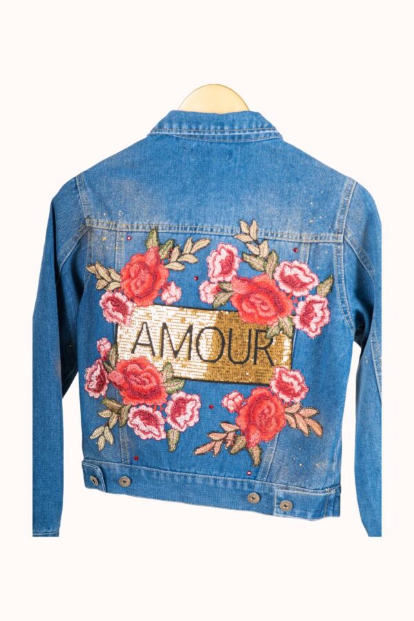 DENIM JACKET AMOUR- ROSES