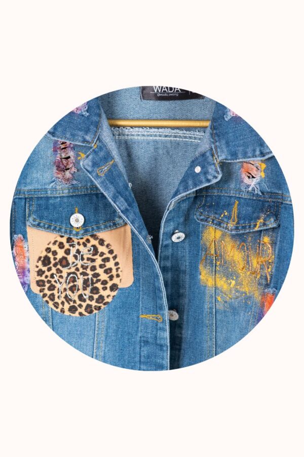 DENIM JACKET WITH ANGEL WINGS – LOVE & PEACE - Image 3